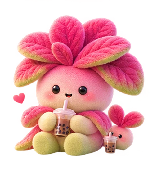 Xiaoxian and a little friend holding bubble tea